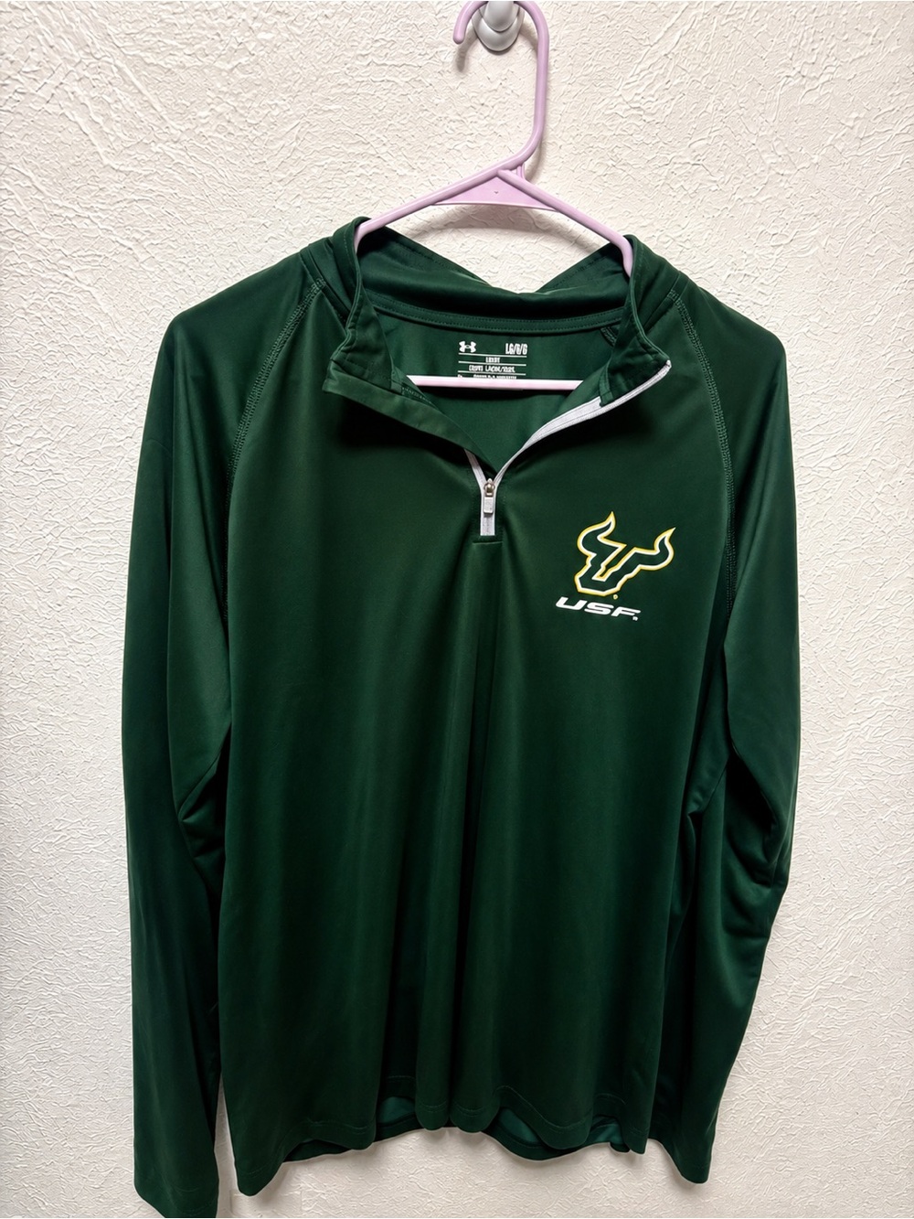 Under Armour USF Bulls HeatGear Quarter Zip Pullover Men’s Large Green NCAA